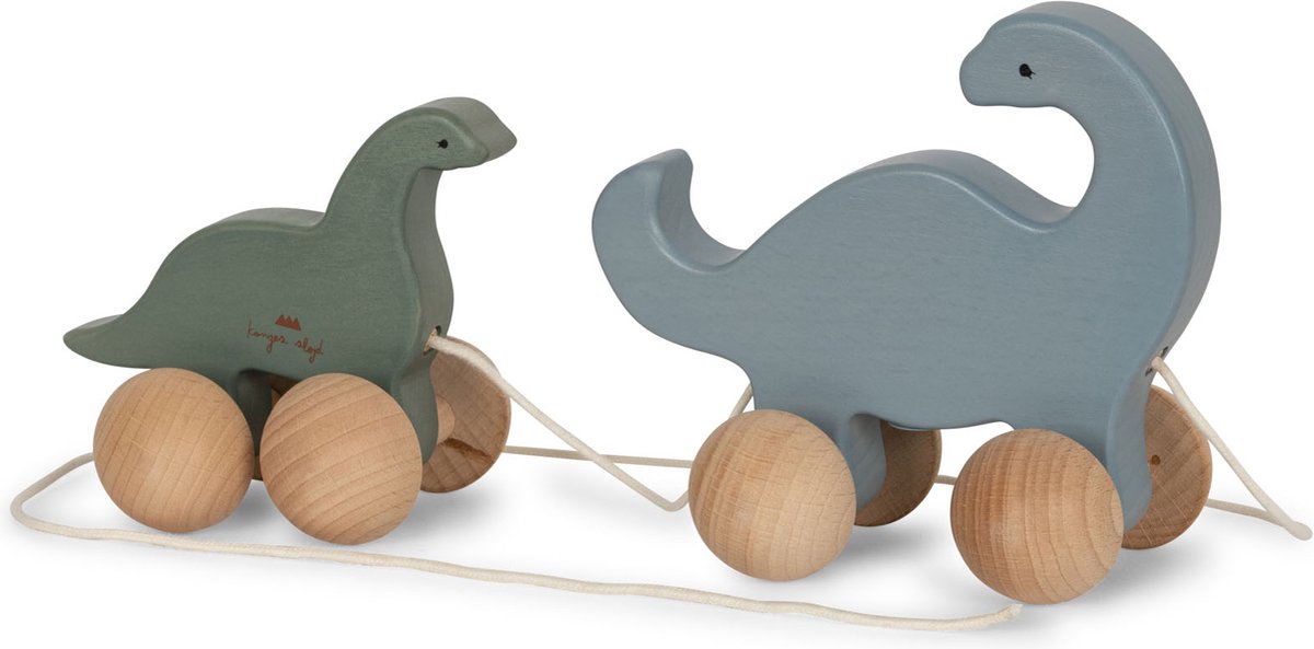 Konges Sløjd Houten Trekspeeltje Rolling Dino Family | Blue *